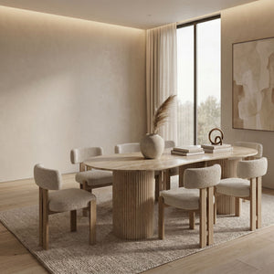 Travertin Eettafel Organisch Beige 180 x 90 CM