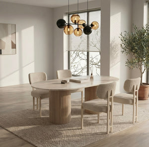 Eettafel Travertin Beige 180 x 90 cm