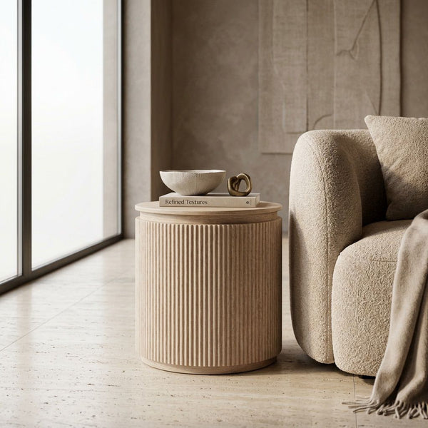 Japandi Bijzettafel Beige 55 CM