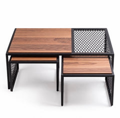 Set van 3 Salontafel - MDF Bruin 110 CM