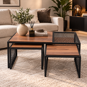 Set van 3 Salontafel - MDF Bruin 110 CM