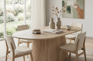 Japandi Eettafel Ovaal Beige 180 x 90 CM